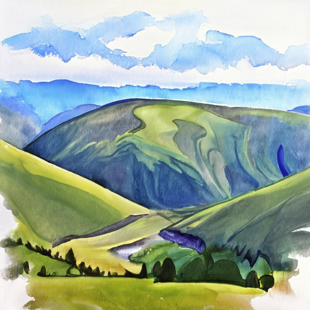 painting medium watercolor hills